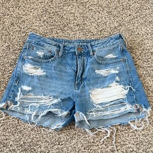 American Eagle Outfitters Women's Ripped Blue Jean Shorts